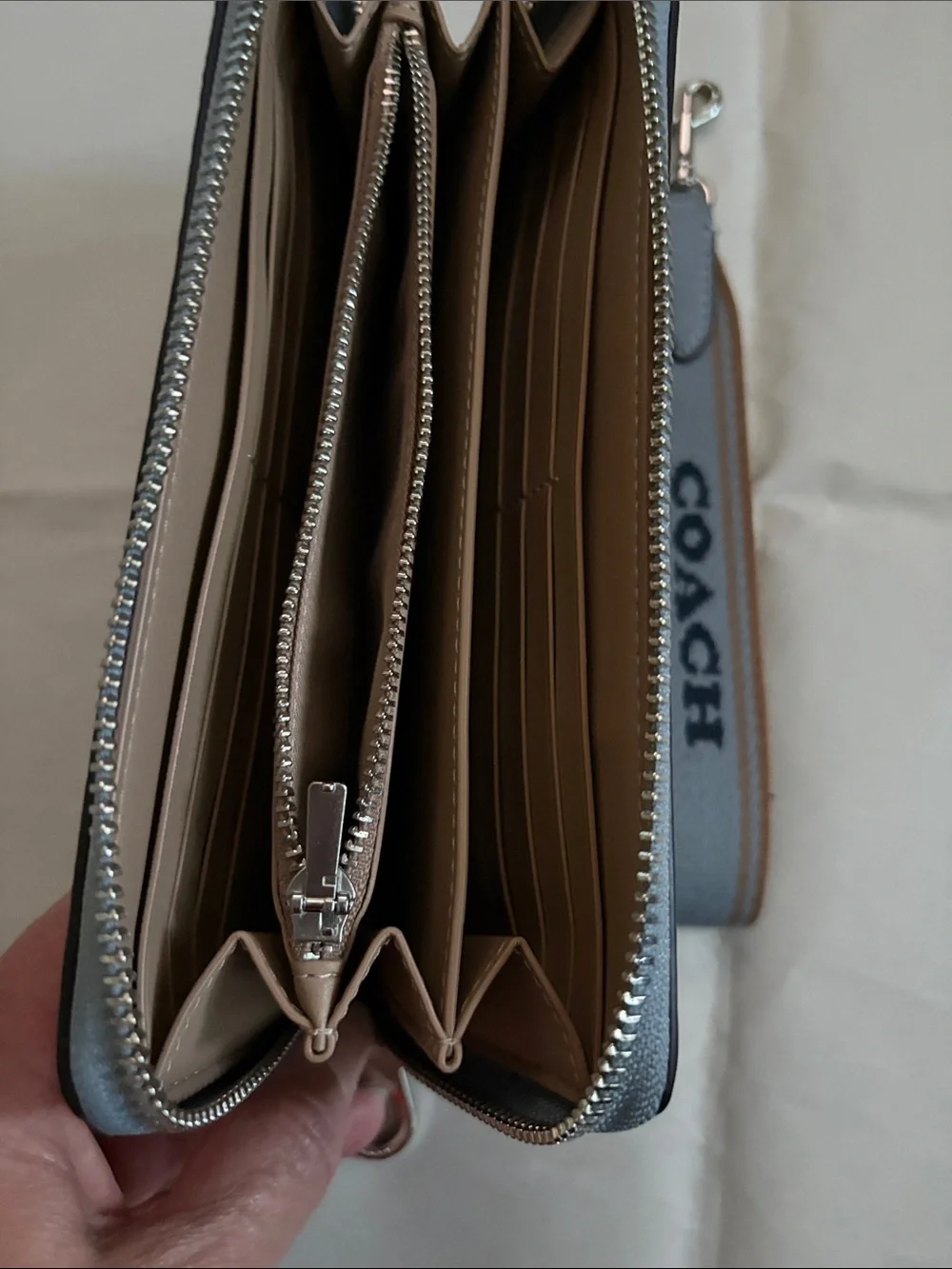 COACH Women's Zip-Around Wristlet Wallet in Light Blue